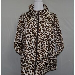 Jones New York Signature Women Leopard Wind Breaker Size 1X